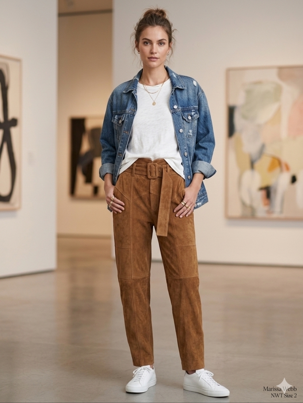 NWT!!! Marissa Webb Wayne Suede Pant in Cognac